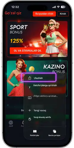 Pin Up - Menyu va Ulashish